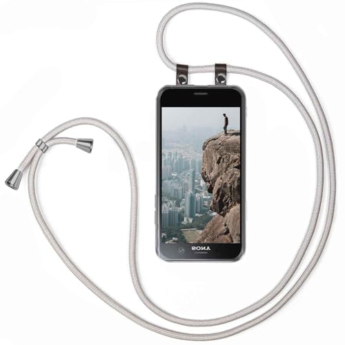 moex Chaîne de téléphone Portable Compatible avec Sony Xperia XZ1 Compact, Coque avec Sangle réglable en Argent