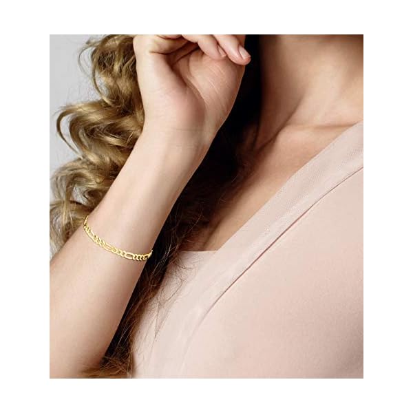 Miabella-Solid-18K-Gold-Over-Sterling-Silver-Italian-5mm-Diamond-Cut-Figaro-Chain-Bracelet-for-Women-Men-65-7-75-8-9-925-Italy Miabella Solid 18K Gold Over Sterling Silver Italian 5mm Diamond-Cut Figaro Chain Bracelet for Women Men, 925 Made in Italy (Length 7 Inches (Small))