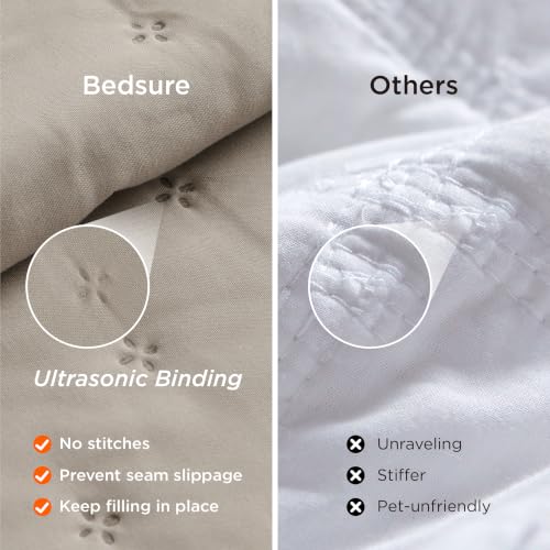 Image of Bedsure King Quilt - Taupe Bedspread King Size & Lightweight Comforter, Modern Farmhouse Coverlet with Clover Pattern, Ultra Soft All-Season Bedding, 106 x 96 Inches