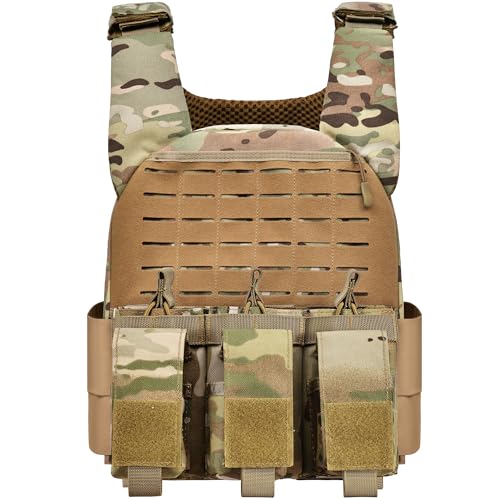GFIRE Tactical Vest Breathable Adjustable Modular Paintball Vest with Removable Pouch,Tactical Lightweight Vest Outdoor Training, Camo