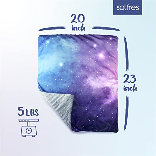 Solfres Small Weighted Lap Pad Blanket Throw For Kids Boys Teens 20In X 23In 5 Lbs - Sleep Therapy Plush Travel Size With Glass Beads, Galaxy Space Stars #TOP5