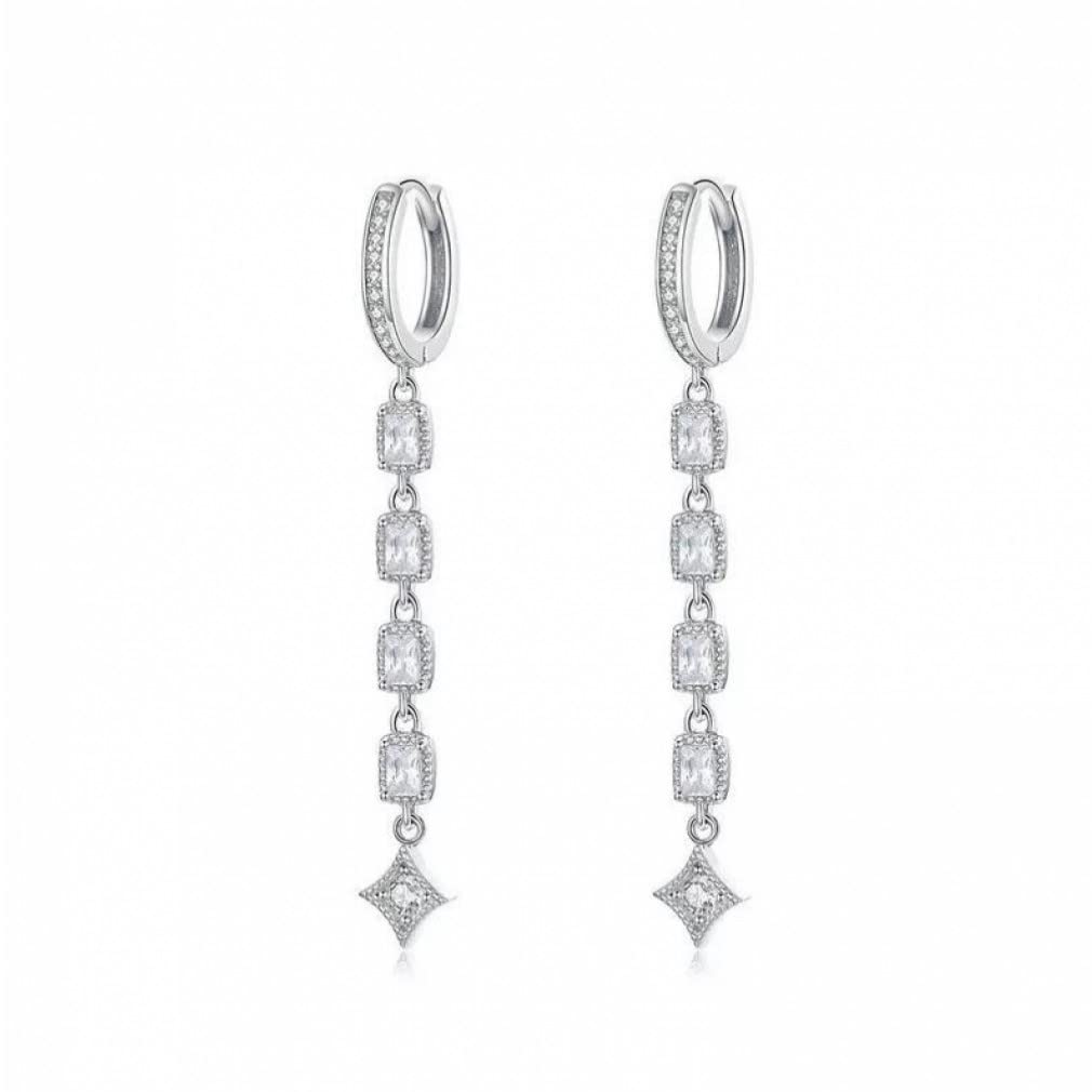 Boucles d'oreilles en zircon longues, le cadeau géométrique idéal - 5