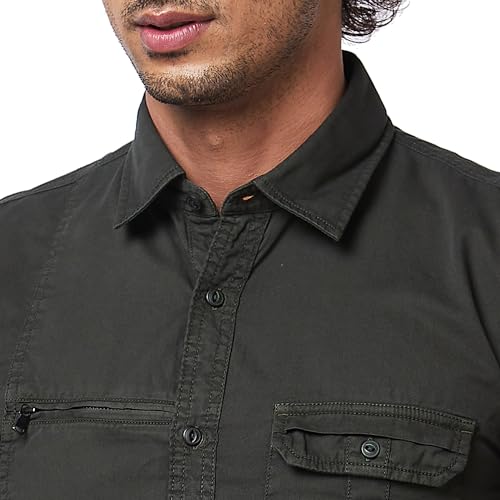 Image of Spykar Men's Regular Fit N /A Full Sleeve Solid Casual Shirts