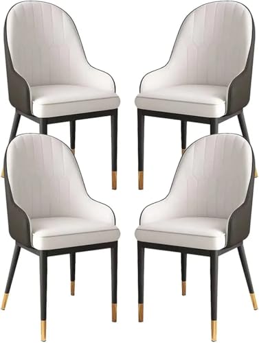 Image of Dream Furnishing - Set of 4 Dinning Chairs Elegant & Luxury Looks Strong Metal Frame Legs for Home Cafe Office Hotel (Black-White)