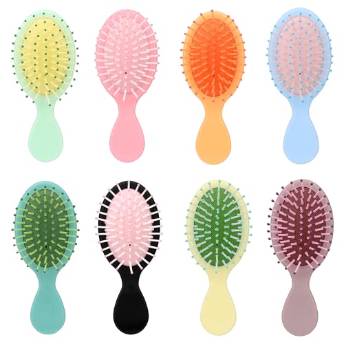 8 Pack Mini Soft Bristle Detangler Pocket Paddle...