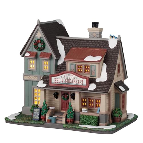 Bed & Breakfast Waddleton Lemax de porcelana con luz para aldeas de navidad 2
