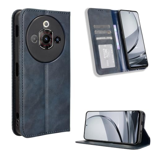 Housse Nubia Focus Pro 5G bleu avec support vidéo, étui portefeuille pour le quotidien