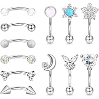 LOLIAS 12 Piezas 16G Rook Daith Aretes Curvos Barbell Acero