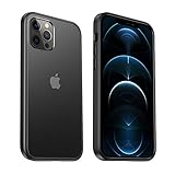 ICARER Custodia per iPhone 12/12 PRO, Custodia per PC Trasparente Opaca Sottile Antiurto Bordi TPU Posteriore Antiscivolo e Anti-Impronte Case Cover per Apple iPhone 12/12 PRO 6.1 Pollici 2020 (Nero)