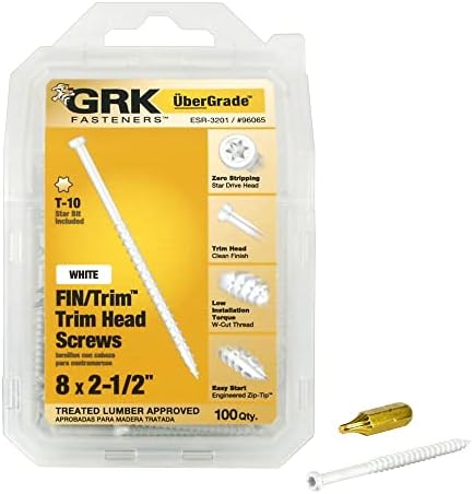 GRK Sujetadores 96065 Blanco FIN/Trim #8 x 2-1/2" Tornillos 100CT