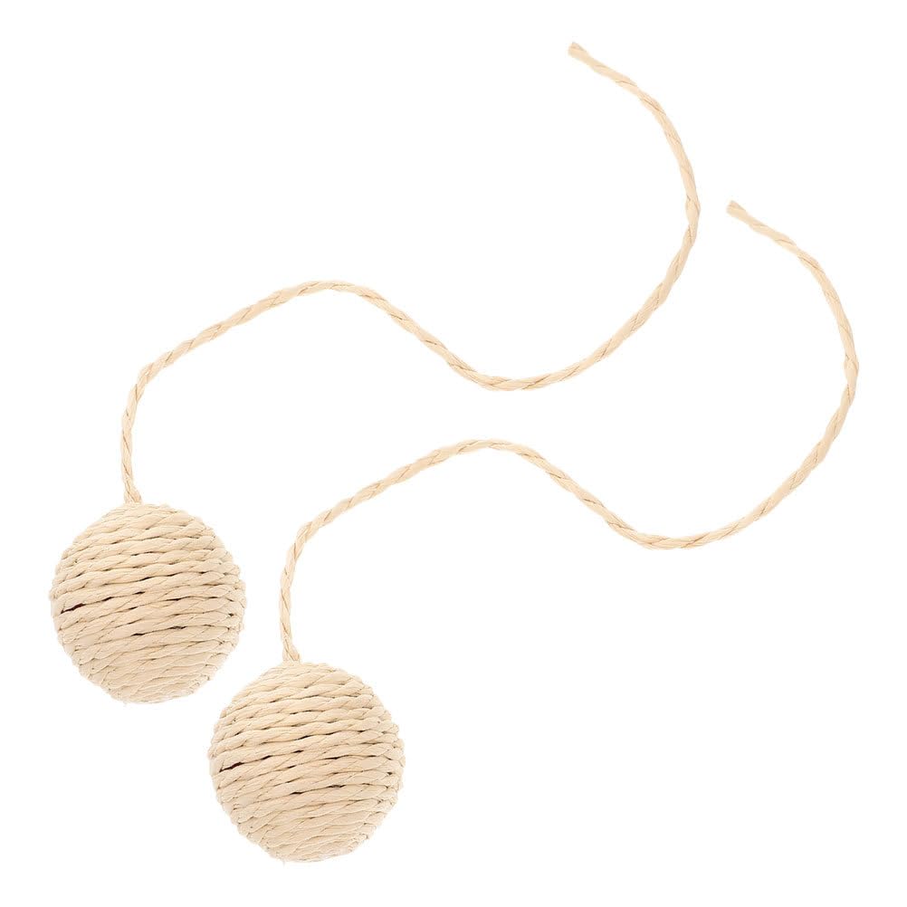 BESPORTBLE Cat Tree Post Replacement Balls 2Pcs Sisal Rope Cat Scratch Ball with Tail Rope Scratch Toy Accessory for Indoor Cats and Kittens Scratching Post Replacement Parts