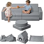 JUOIFIP Modular Kids Sofa, 15 Pcs Toddler Sofa Chair, Soft Crystal Velvet Kids Play Couch Bed for Bedroom Livingroom, Playroom, Birthday Gift for Boys Girls