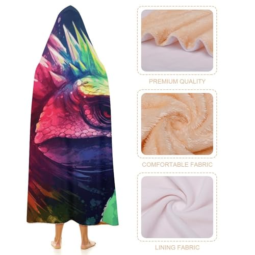 Cape à capuche dinosaure 101x127 cm pour voyage et bureau - 5