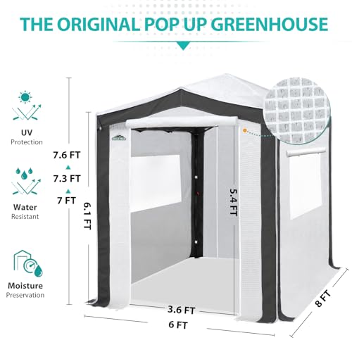Image of EAGLE PEAK 8x6 Walk in Pop Up Greenhouse, Gray /White