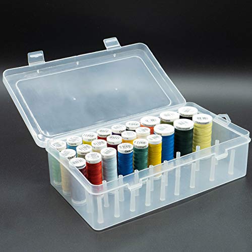 Glitzerpüppi Nähfadenbox - Praktische Garnbox/Aufbewahrungsbox für bis zu 42 Spulen aus stabilem Karton oder Plastikmaterial