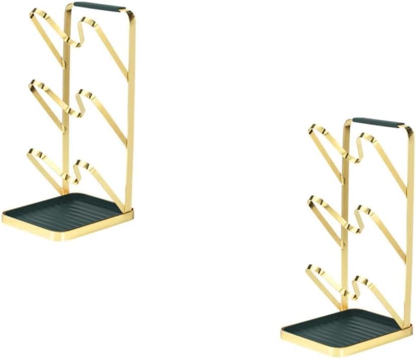 GALPADA 2pcs Multi Pot Lid Rack Space-saving Organizer for Kitchen Storage Convenient Pot Lid Holder Water Tray Easy to Clean Sturdy Design for Home Use