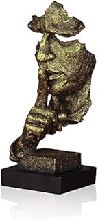 LEPENDOR Abstract and Creative Desk Decorations The Thinker Statue - Handcrafted Silent Men Statues Resin Abstract Sculpture Office Home Decor Figurine Gift (Silence Gold)