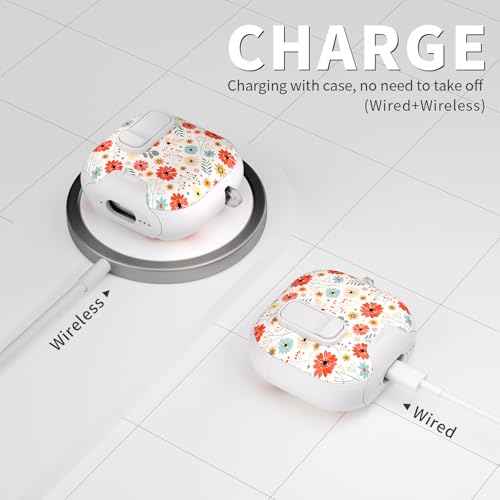 Image of for AirPods 4 Case with Secure Lock Clip in Phone Stand,Floral Girly Style Protective Cover with Cleaning Kit and Carabiner for Apple iPod 4 Generation (Maple Leaf Petals)