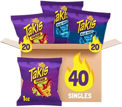 Takis Variety Pack 2-Flavor Rolled Tortilla Chips, 40 Count (Single Serve)