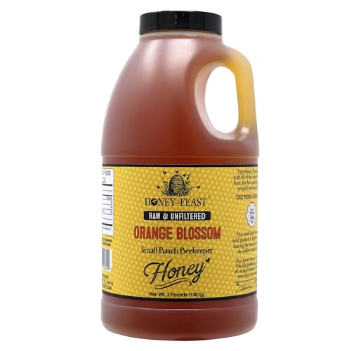Honey Feast - Raw Orange Blossom Honey | from American Organic floral sources | Unfiltered & Pure | Fresh from Florida Superfood | GROUP (3 Pound)