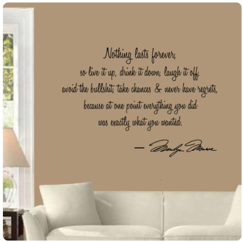 Nothing Lasts Forever by Marilyn Monroe Wall Decal Sticker Art Mural Home Décor