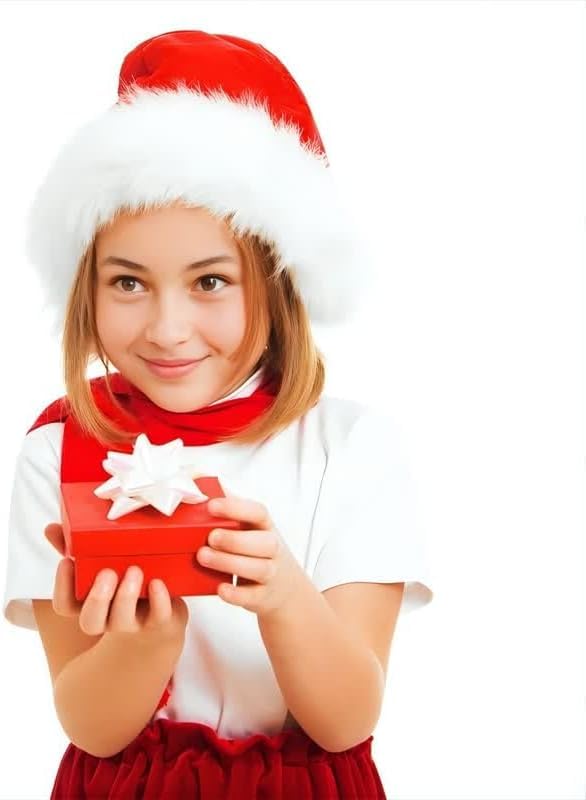 LYLIN Kids Unisex Velvet Classic Santa Hat, Red, Christmas Party Hat