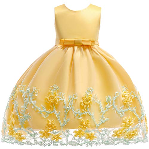 KILO&METERS Embroidery 3D Flower Girl Dress Tulle Lace Formal Party Baby Dress 3M-9T