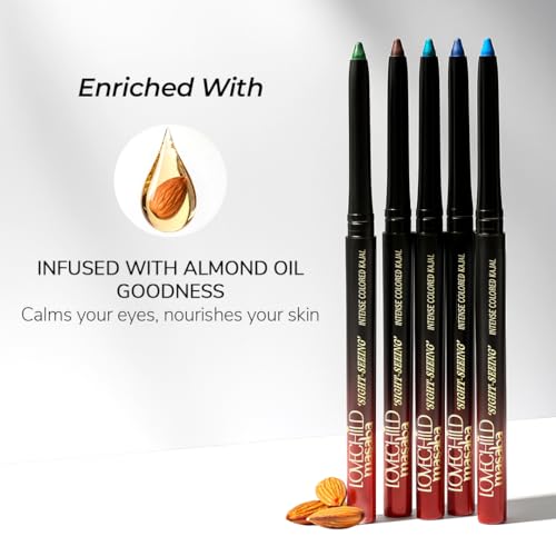 Image of LoveChild Masaba Colored Kajal, Mumbai Marine (Navy Blue)- Intense Color, Smooth Glide, Waterproof, Smudge-Proof Eye Pencil with Almond Oil, 0.3 g