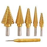 Foret Cone Set Set High Speed ??Titanium Central Automatic Central Bohrer High Speed ??Bohrstahl High Speed ??Bits Goldene 6 stücke