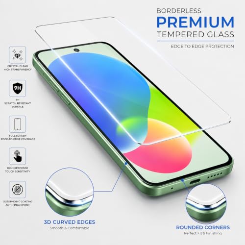 Image of ArmourPro 3D Borderless Tempered Glass for Samsung Galaxy M07, Samsung M06, Samsung M17e and F70e, HD Clear Curved Edge to Edge Screen Protector, 9H Hardness, Oleophobic Coating, Case Friendly | Pack of 1