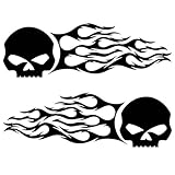 AG- Skull Flame Sticker Set, 2-Pack Vinyl Decals for Car Motorcycle Tank Vinyl Racing Sports Flame Decal s for Motorcycles Dirt Bike Decals Calcomanías para Carros 8.5 in (Black)
