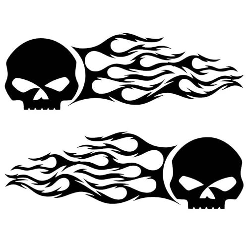 Image of AG- Skull Flame Sticker Set, 2-Pack Vinyl Decals for Car Motorcycle Tank Vinyl Racing Sports Flame Decal s for Motorcycles Dirt Bike Decals Calcomanias para Carros 8.5 in (Black)