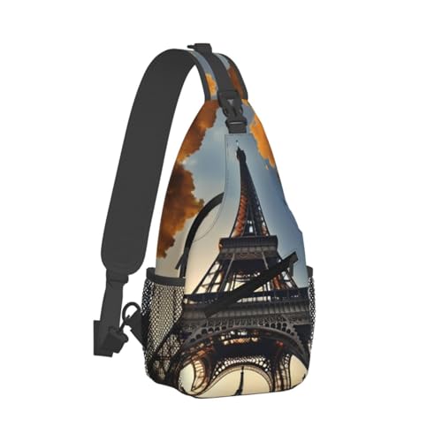 Morrales de cruzada con estampado Torre Eiffel Paris negro miniatura 2