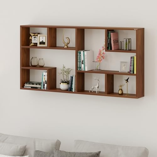 BLUEWUD Petree Engineered Wood Wall Decor Floating Shelf Display ...