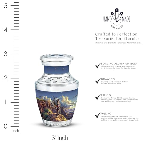 Image of Native American Themed Urns - Small Urn for Ashes - Urns for Ashes Adult Male - Urn for Human Ashes - Urns for Ashes Adult Female Mom (3 inch Pack of 2)