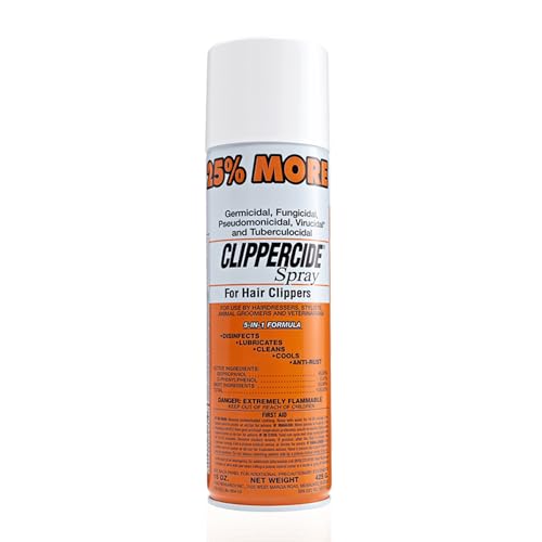 CLIPPERCIDE 5-in-1 Clipper Disinfectant Spray 15oz, 1 Pack | Cleans, Lubricates, Cools, Prevents Rust & Disinfects | Professional Clipper Spray for Barbers, Stylists & Pet Groomers | Made by Barbicide