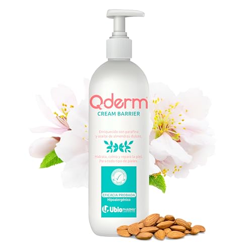 Qderm Crema de Barrera con Óxido de Zinc y Parafina. Hidrata, Protege, Calma y Repara la Piel Irritada, Sensible y Atópica con Almendras Dulces. Ideal para Incontinencia y Rozaduras (500 ml)