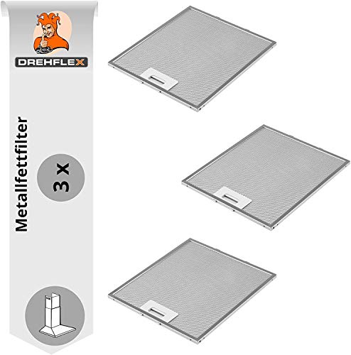 DREHFLEX - AK109-3 - 3x Metallfettfilter für Dunstabzugshaube 305x267mm AEG Electrolux 405525042-9 4055250429 Elica GRI0009219A KIT0010805 93952919 Whirlpool Bauknecht 480122102168 C00314158 ARI314158