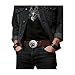 Men's Women's Fashion Belt Buckle Oval Silver Metal Bear Animal Black Foot Print Dog Hunter Native