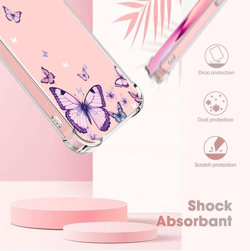 OOZ Crystal Phone Case for iPhone 15 Plus(2023) 6.7", Cute Clear Protective Cover,Alluring Purple Butterfly Pattern Soft Shockproof Clear Phone Protective Case Cover for Women Girls by OOZ - Used condition - Image 5