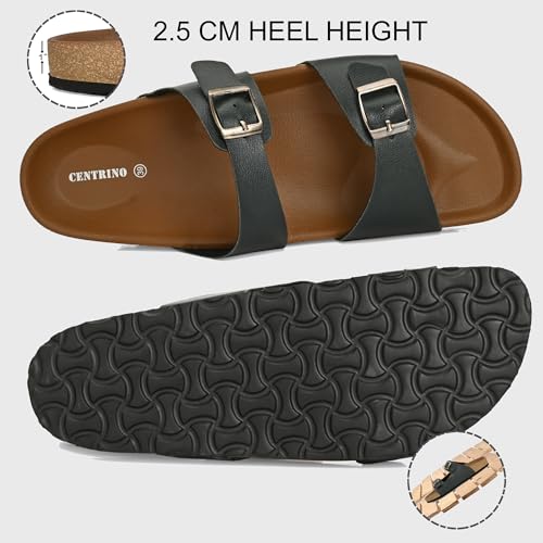 Image of Centrino Women's Berkin-Style Slip-On Sandals | Open Toe Design | Soft PU Footbed | Lightweight & Comfortable | Arch Support | On-Grip Sole | Casual Outdoor Wear (9223)