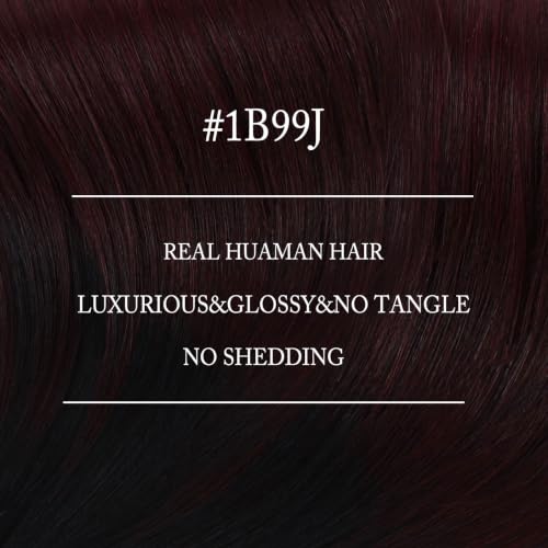 Image of YoungSee Nano Tip Hair Extensions Black Ombre Dark Red 20 Inch Nano Human Hair Extensions Black to Deep Wine Red Nanobead Hair Extension Human Hair Colorful Hair for Role Playing 25 Strands 25g