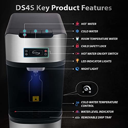 iSpring DS4S Bottleless Water Dispenser, Self Cleaning, Hot, Cold, and Room Temperature Settings, Stainless Steel, Free-Standing Filtered Water Cooler Dispenser with Built-in 4-Stage Filtration System by iSpring - Image 2