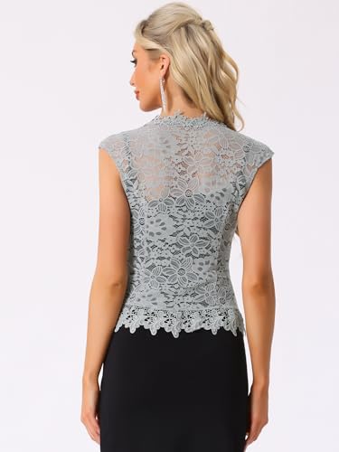 Image of Allegra K Lace Shrug Bolero for Women's Wedding Guest Cap Sleeve Sheer Floral Cardigan