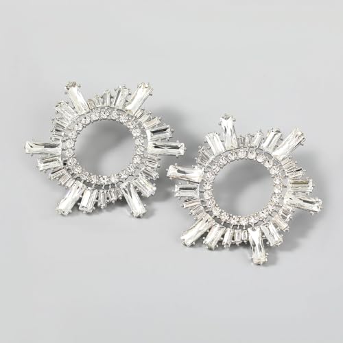 Razered Trend Shiny Rhinestone Flower Dangling Earring for Women Dinner Wedding Accessories Fashion Statement Luxury Jewelry Earring4