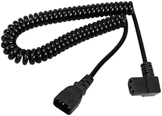 Computer Power Extension Cord YACSEJAO Coiled 18AWG IEC 320 C14 to C13 90 Degrees Computer Heavy Duty PDU Power Extension Cable (Left Angle)