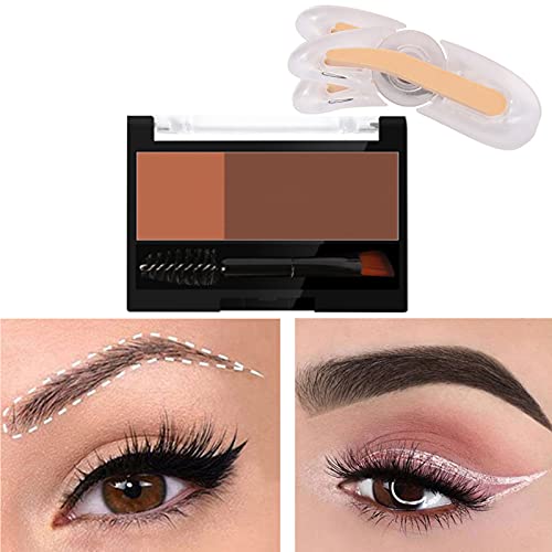 oijhg Adjustable Eyebrow Stamp with Brow Brush, 3D Waterproof Instant brow Powder, Create Delicate Brow Shape Effortlessly (4#Brick Colour+Red Brown)