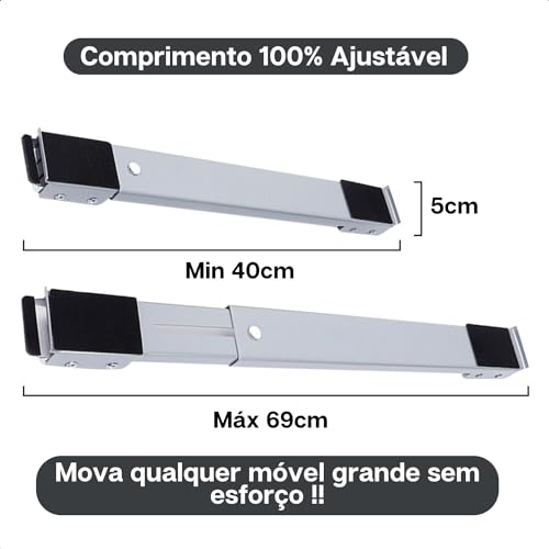 Suporte Com Rodinhas e Base Ajustável Para Geladeiras Máquinas De Lavar Fogão e Móveis Resistente Re