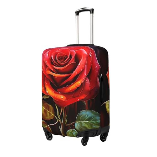 Red Rose Art Travel Luggage Cover Suitcase Protector Washable Elastic Suitcase Cover Anti-Scratch Luggage Protector X-Large Travel Suitcase Baggage Cover Fits 18-32 Inch Suitcase2
