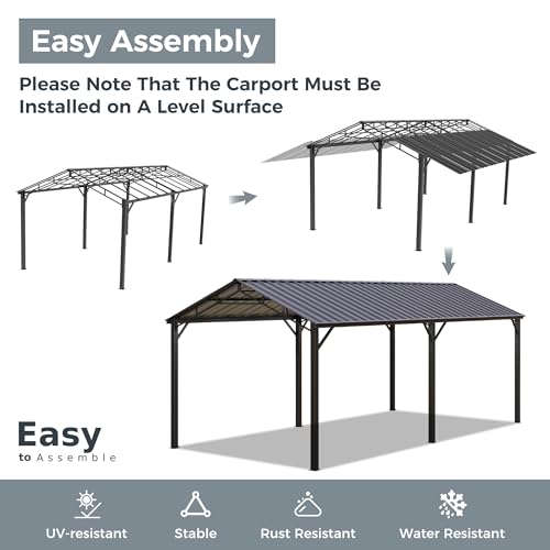 Image of GREEN PARTY 10x20 ft Metal Carport Heavy Duty Frame Canopy Garage Shelter